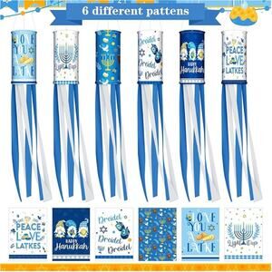 NEW 6 Pattern Hanukkah Wind Socks 39" Indoor/Outdoor Use